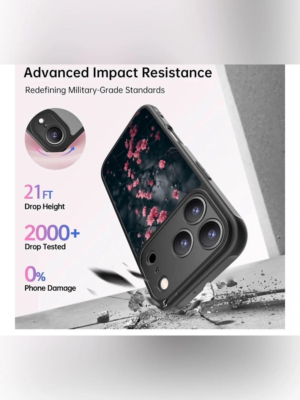 Phone case for I phone 17 PRO ,wireless charging compatible Mistic blooming plum